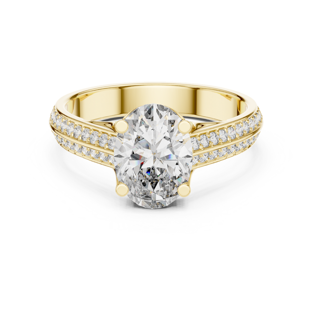 14K Solid Gold Lab Diamond Solitaire Ring, Yellow Gold