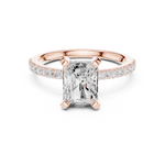 Gold Ring DDLR-040, Radiant center stone, Rose Gold, view 4