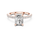 Gold Ring DDLR-040, Radiant center stone, Rose Gold, view 4