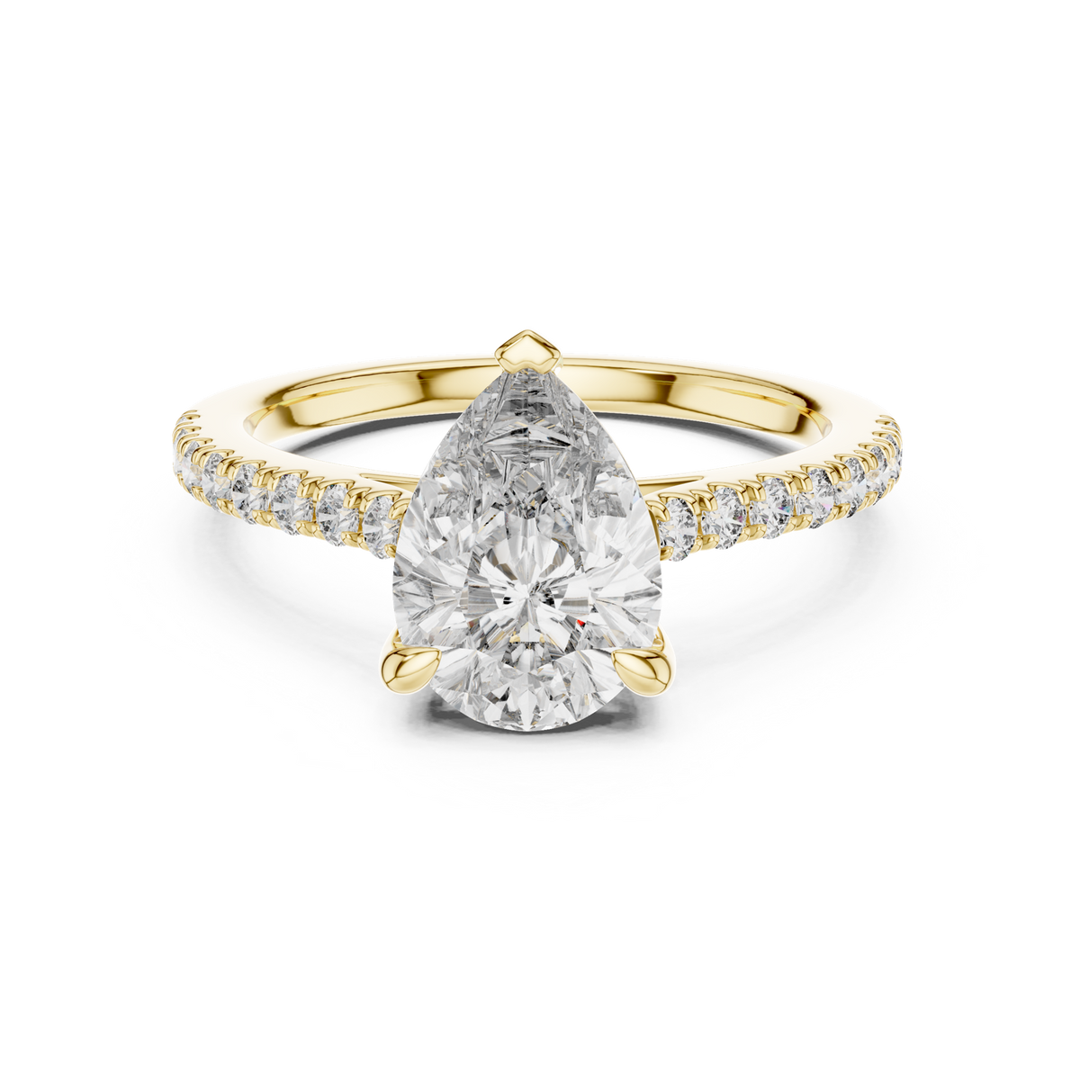 14K Solid Gold Lab Diamond Solitaire Ring, Yellow Gold