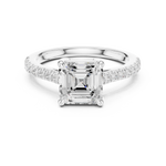 Gold Ring DDLR-039, Asscher center stone, White Gold, view 4
