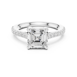 Gold Ring DDLR-039, Asscher center stone, White Gold, view 4
