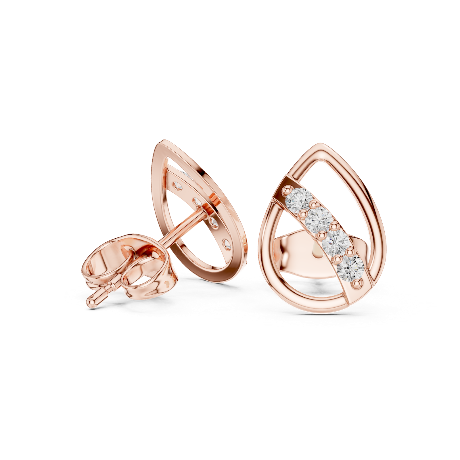 Gold Earrings 9-10084E, Rose Gold, view 1