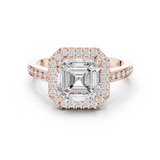 Gold Ring, Asscher center stone, Rose Gold