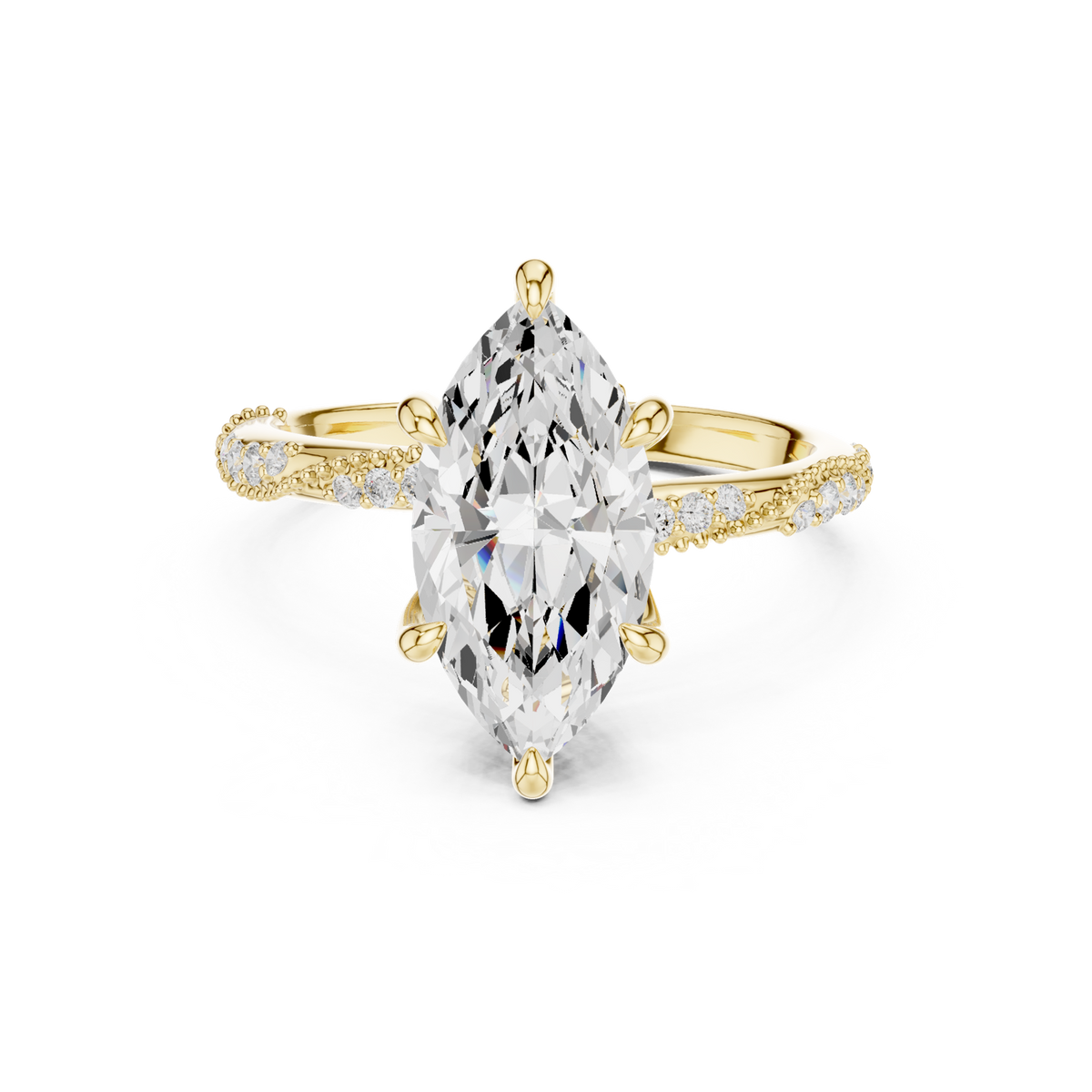 14K Solid Gold Lab Diamond Solitaire Ring, Yellow Gold