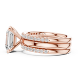 Gold Ring DDLR-302, Emerald center stone, Rose Gold, view 3