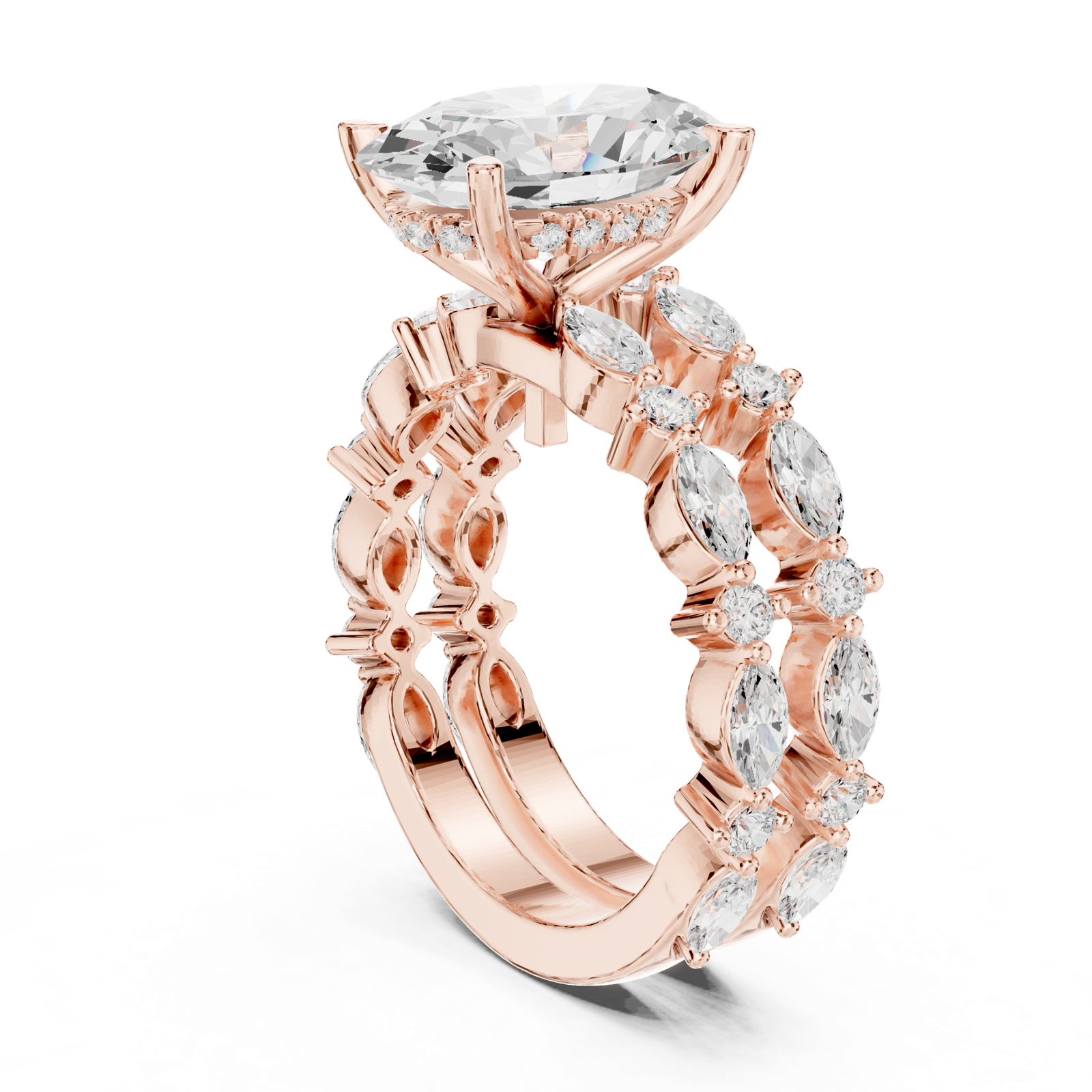 Gold Ring DDLR-301, Rose Gold, view 1