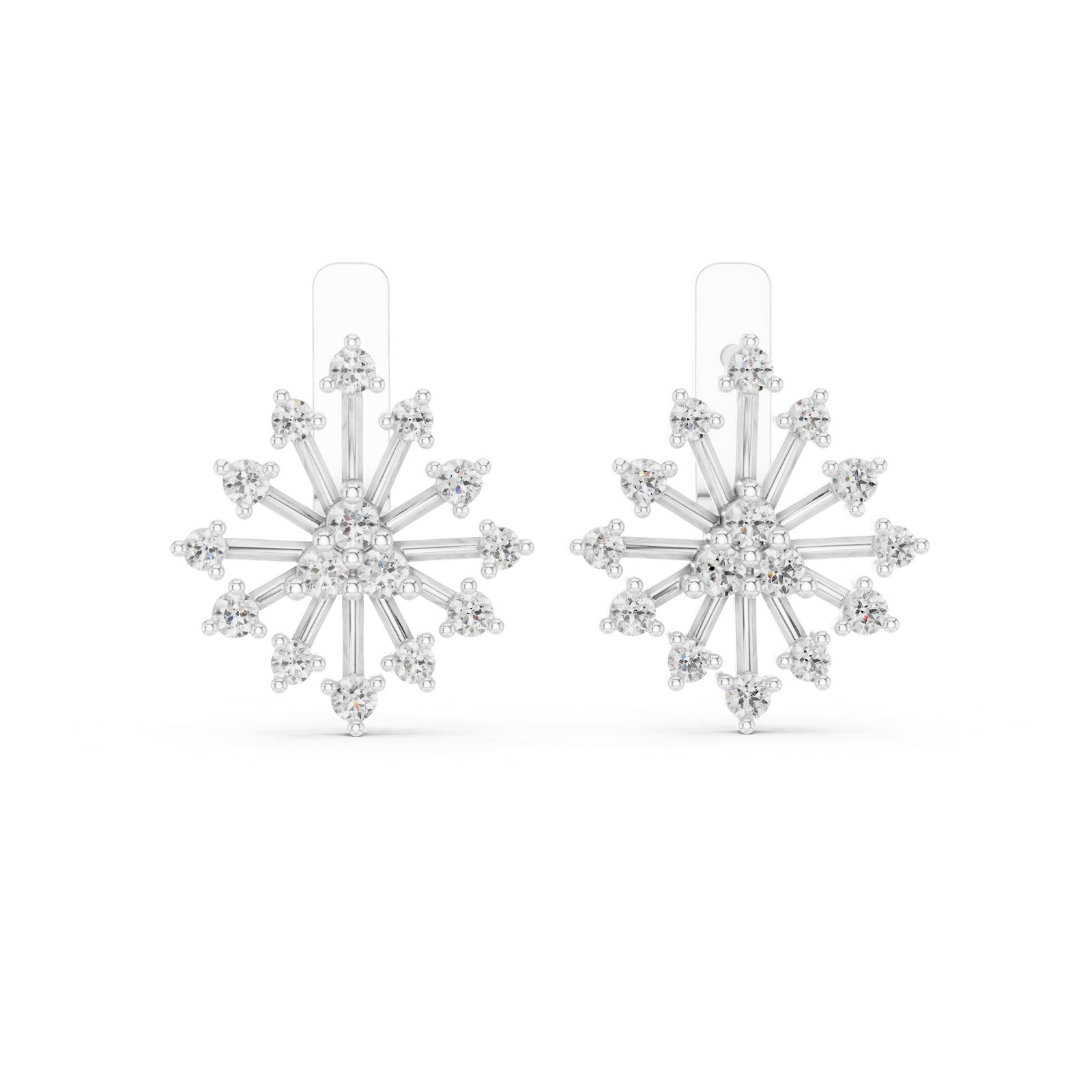 Gold Earrings L03-11, White Gold, view 4