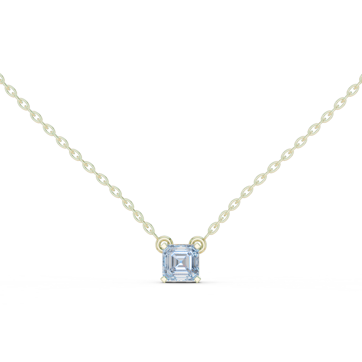 14K Solid Gold Lab Diamond Solitaire Pendant Necklace, Yellow Gold