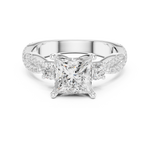Gold Ring DDLR-281, Princess center stone, White Gold, view 4