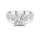 Gold Ring DDLR-281, Princess center stone, White Gold, view 4
