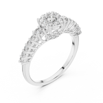14K Solid Gold Lab Diamond Cluster Ring, White Gold, view 2