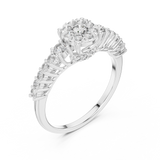 14K Solid Gold Lab Diamond Cluster Ring, White Gold, view 2