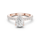 Gold Ring DDLR-165, Pear center stone, Rose Gold