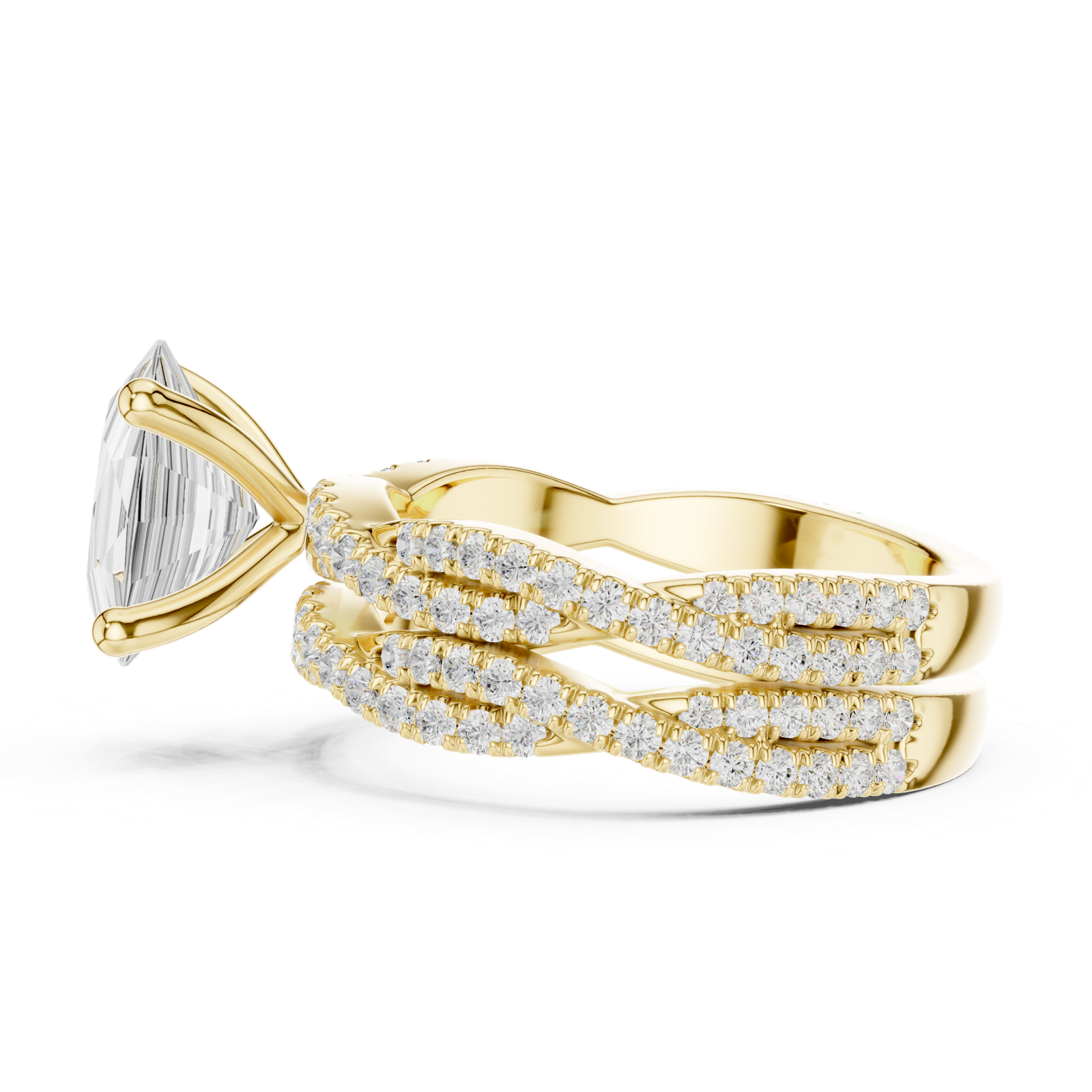 Gold Ring DDLR-300, Oval center stone, Yellow Gold, view 3