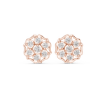 14K Solid Gold Lab Diamond Cluster Earrings, Rose Gold