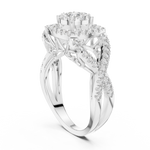 14K Solid Gold Lab Diamond Halo Ring, White Gold, view 1