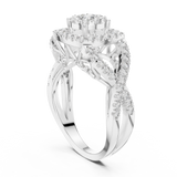 14K Solid Gold Lab Diamond Halo Ring, White Gold, view 1