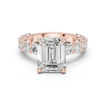 Gold Ring DDLR-087, Emerald center stone, Rose Gold