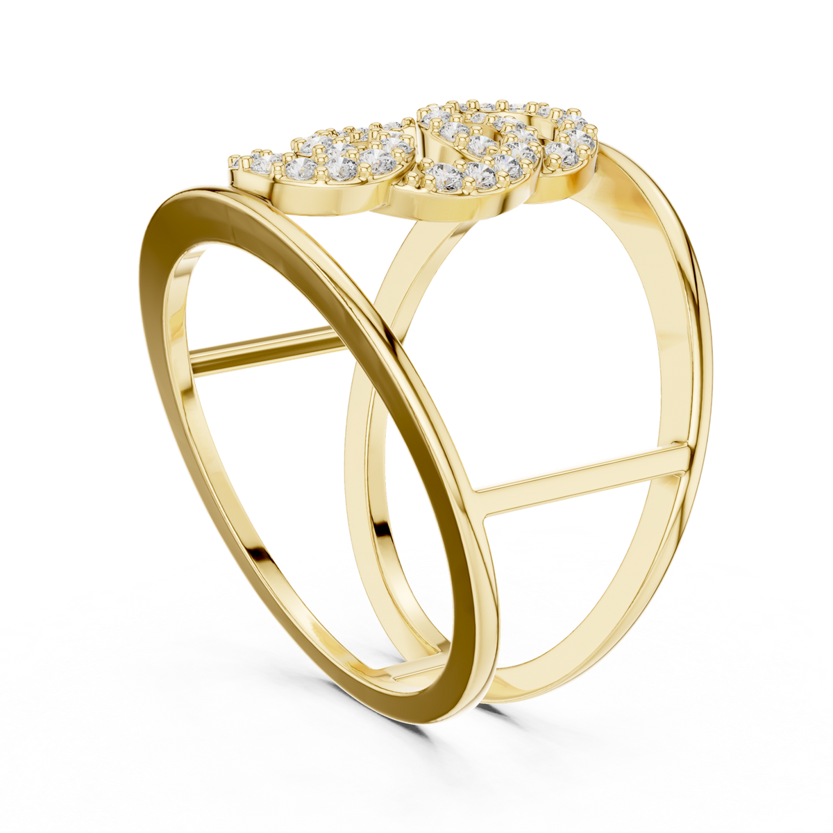 14K Solid Gold Lab Diamond Cluster Ring, Yellow Gold, view 1