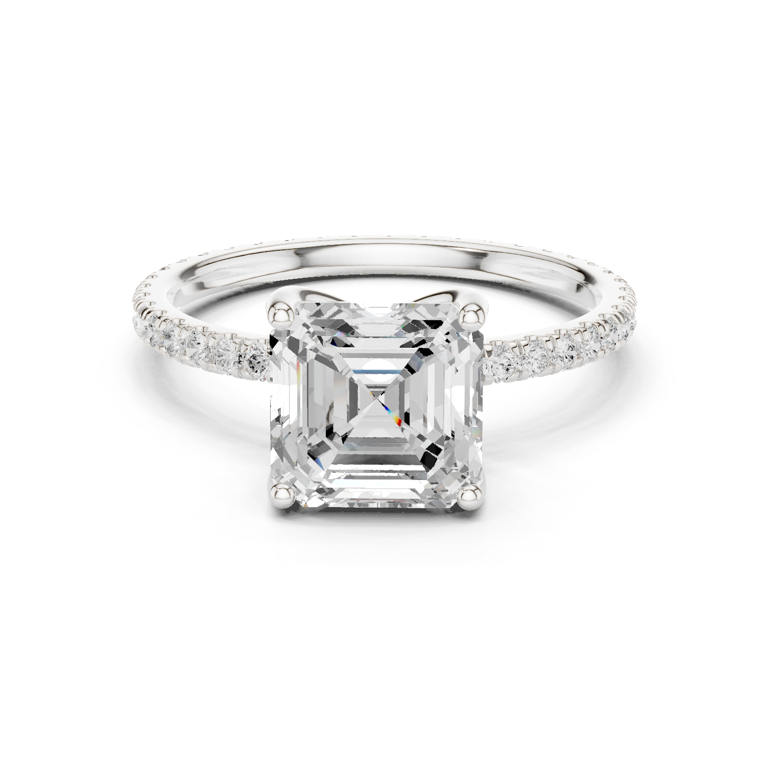 Gold Jewelry, Asscher center stone, White Gold