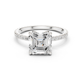 Gold Jewelry, Asscher center stone, White Gold