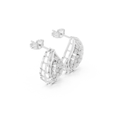 14K Solid Gold Lab Diamond Leaf Cluster Earrings, White Gold, view 1