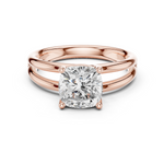 Gold Jewelry L36-9, Cushion center stone, Rose Gold