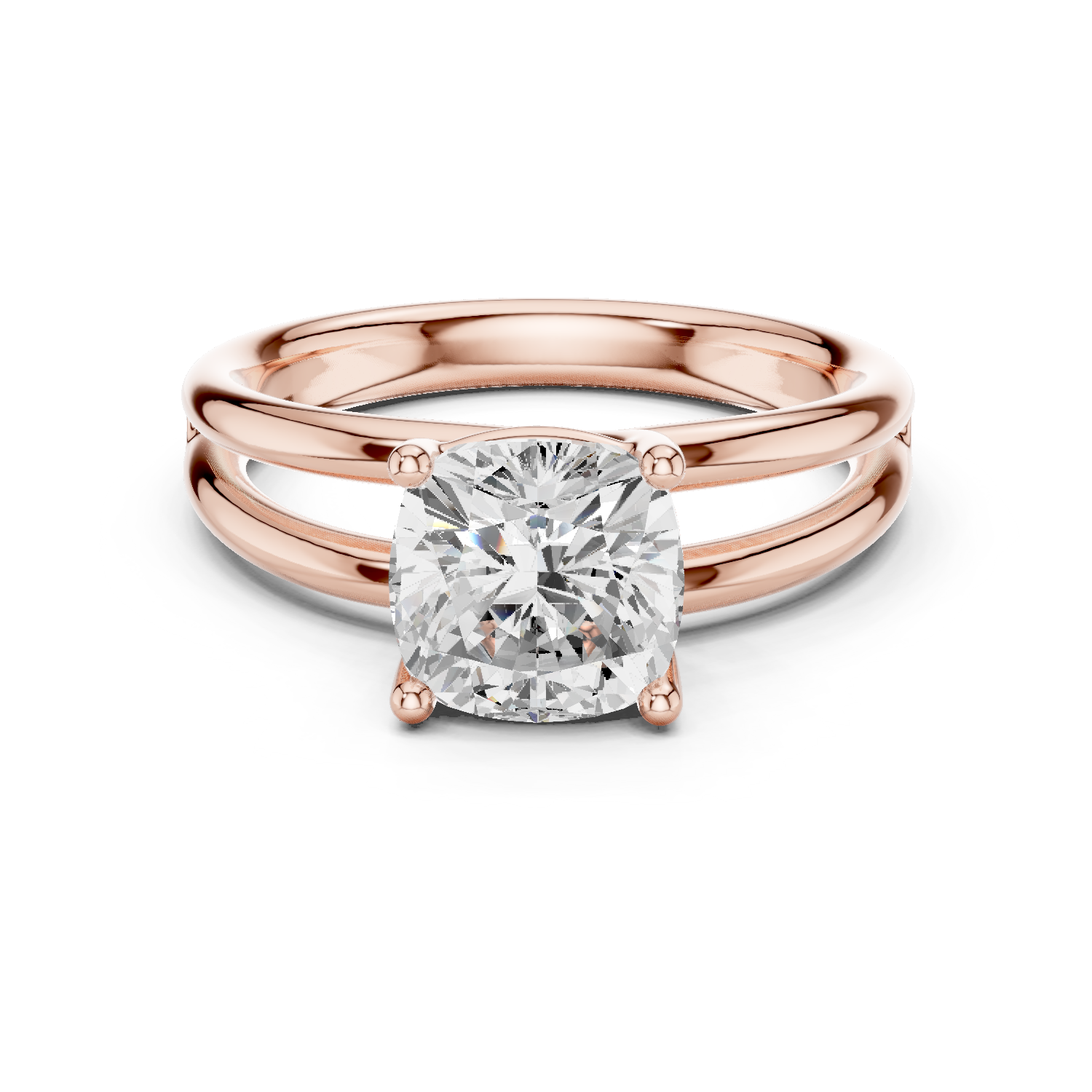 Gold Jewelry L36-9, Cushion center stone, Rose Gold