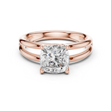 Gold Jewelry L36-9, Cushion center stone, Rose Gold