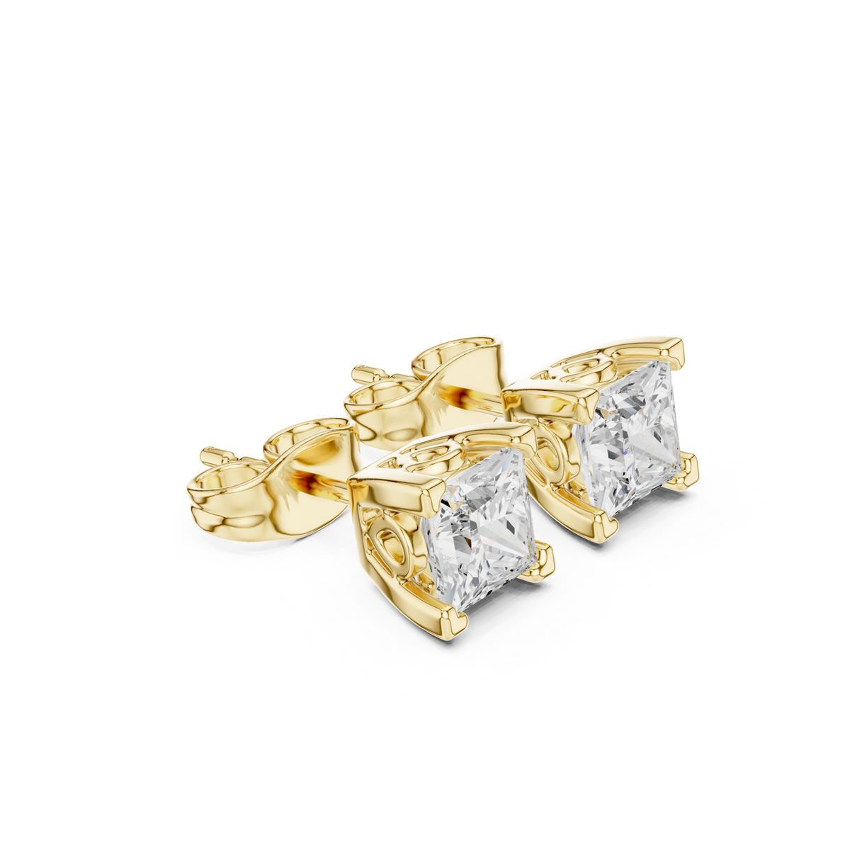 14K Solid Gold Lab Diamond Stud Earrings, Yellow Gold, view 1