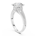 Gold Ring DDLR-252, Round center stone, White Gold, view 1