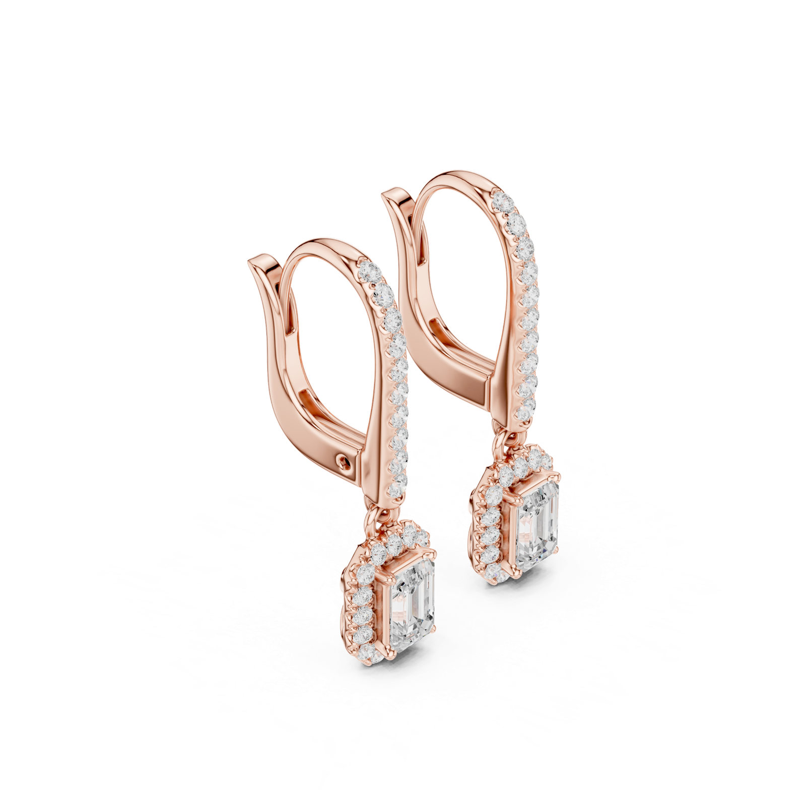 Gold Jewelry DDER-034, Emerald center stone, Rose Gold, view 1