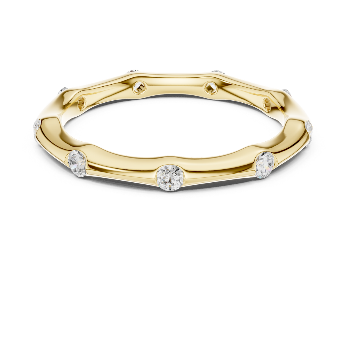 14K Solid Gold Lab Diamond Band Ring, Yellow Gold