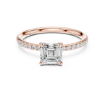 Gold Jewelry, Asscher center stone, Rose Gold, view 4
