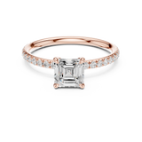 Gold Jewelry, Asscher center stone, Rose Gold, view 4