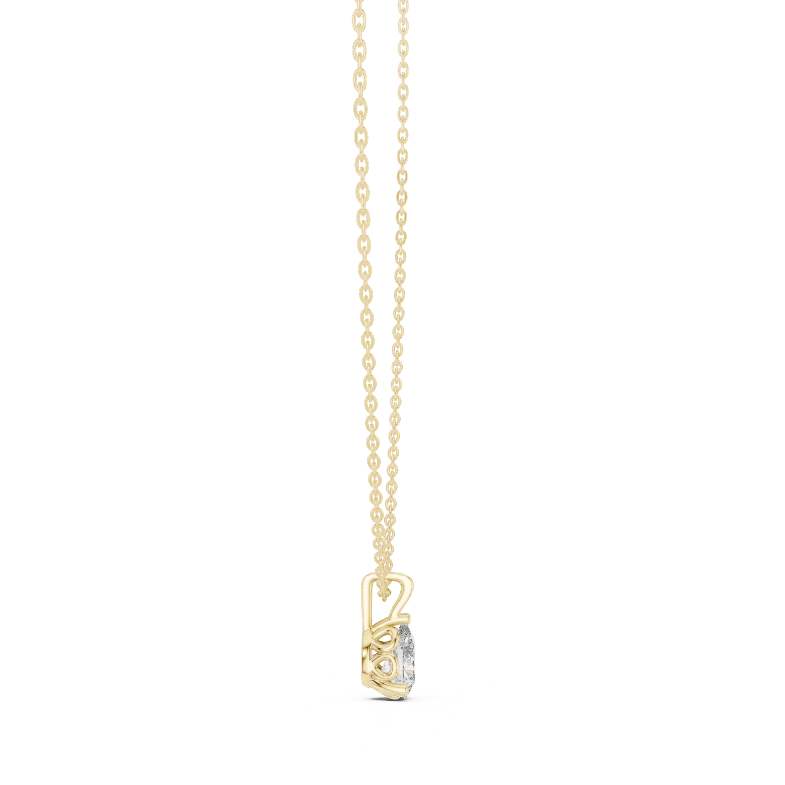 14K Solid Gold Lab Diamond Solitaire Pendant Necklace, Yellow Gold, view 3