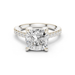Gold Ring, Cushion center stone, White Gold