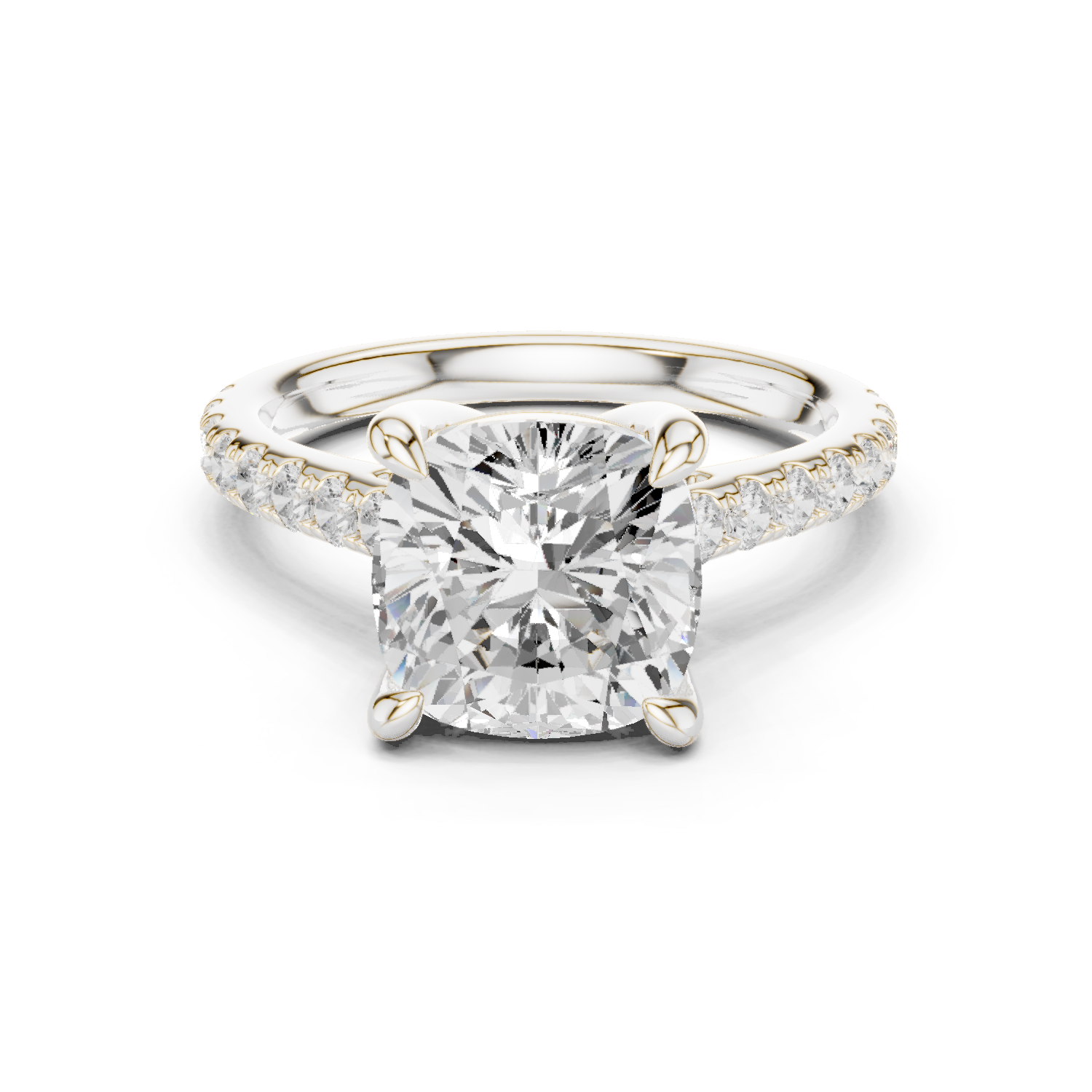 Gold Ring, Cushion center stone, White Gold