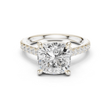 Gold Ring, Cushion center stone, White Gold