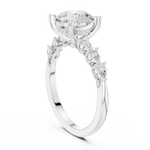 Gold Ring DDLR-168, Round center stone, White Gold, view 1