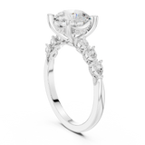 Gold Ring DDLR-168, Round center stone, White Gold, view 1