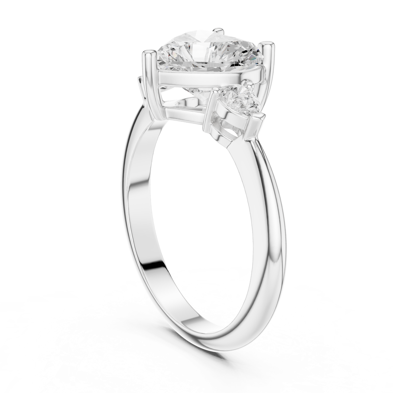 Gold Jewelry L35-66, Heart center stone, White Gold, view 1