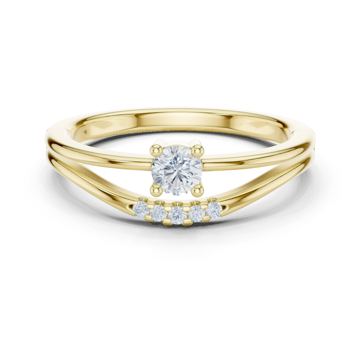 14K Solid Gold Lab Diamond Twist Ring, Yellow Gold