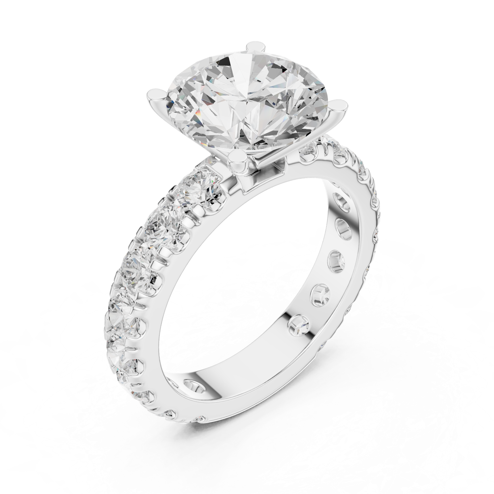 Gold Jewelry L35-63, Round center stone, White Gold, view 2