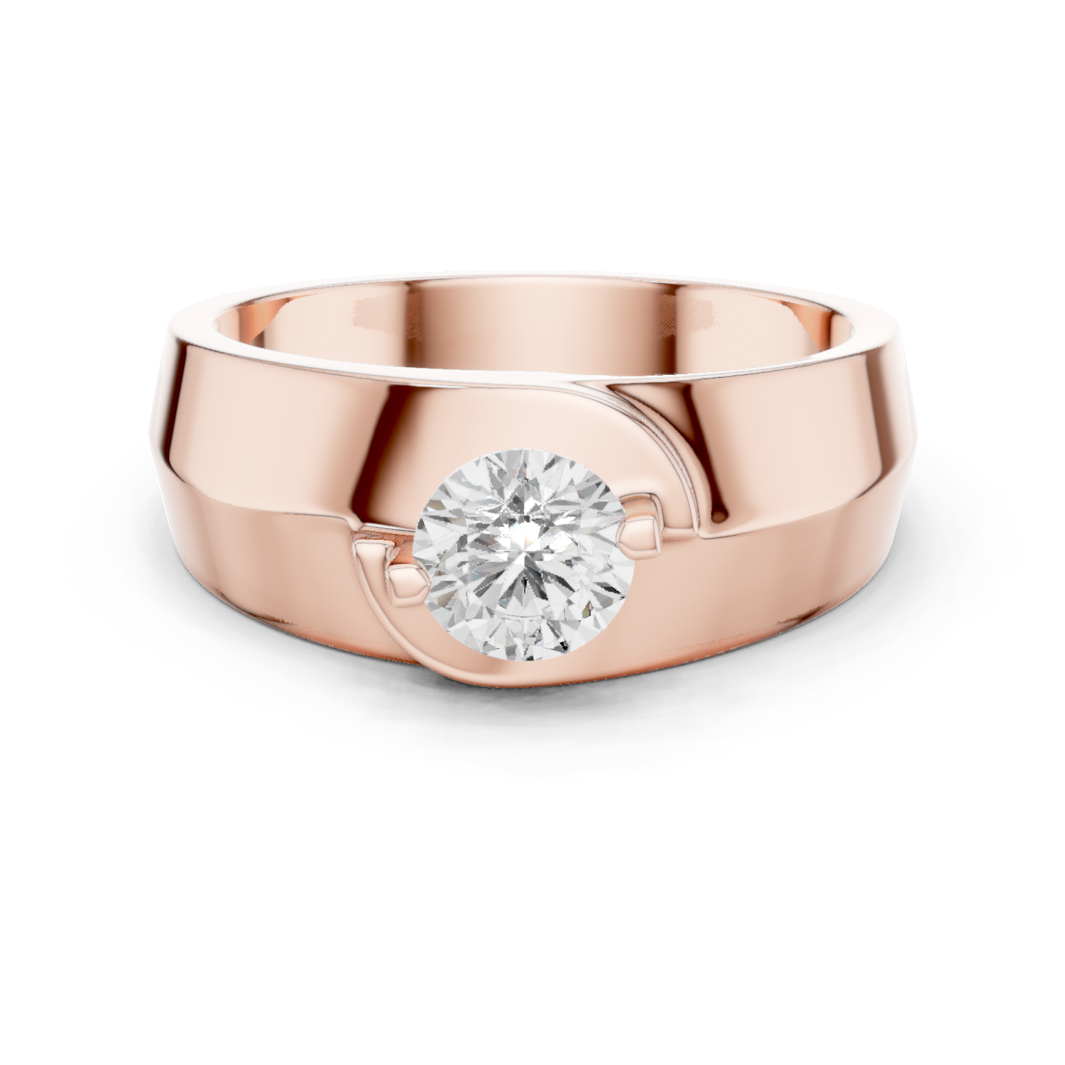 14K Solid Gold Lab Diamond Solitaire Ring, Rose Gold