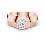 14K Solid Gold Lab Diamond Solitaire Ring, Rose Gold