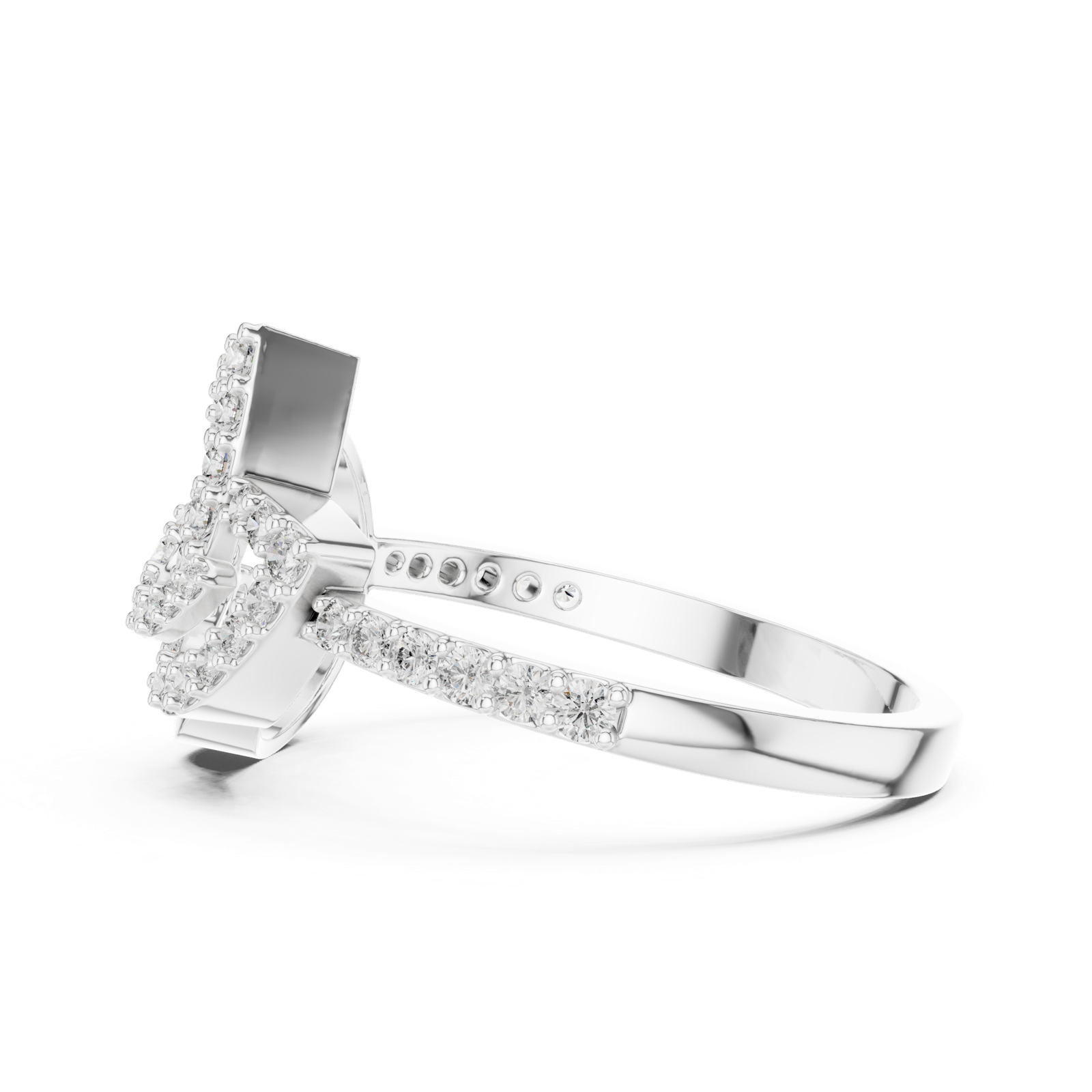 Gold Ring LR-01 (74), White Gold, view 3