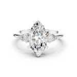 Gold Jewelry L35-66, Marquise center stone, White Gold