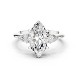 Gold Jewelry L35-66, Marquise center stone, White Gold